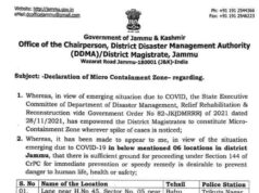 Declaration of Micro Containment Zone in Jammu